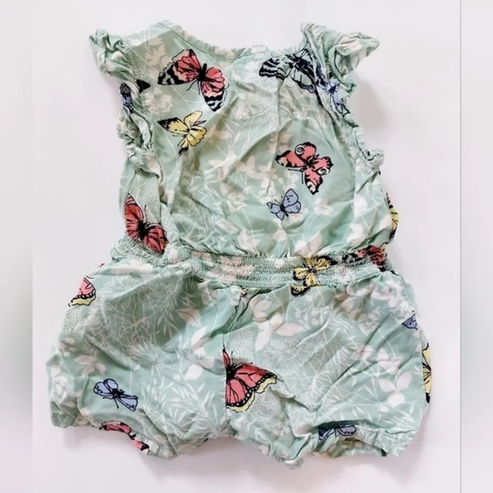 Green Butterfly Sleeveless ShortSuit Romper‎ BabyGap 18-24m